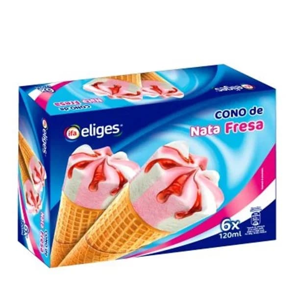 Helado cono de nata y fresa 6 unidades - 5.98 ud - Imagen del producto en Findit