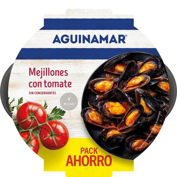 Mejillones a la marinera en salsa de tomate Aguinamar 900 g - 0.9 kg - Imagen del producto en Findit