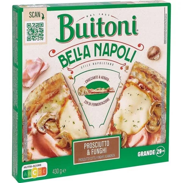 Pizza Prosciutto e Funghi Bella Napoli Congelada 4 - 0.43 kg - Imagen del producto en Findit