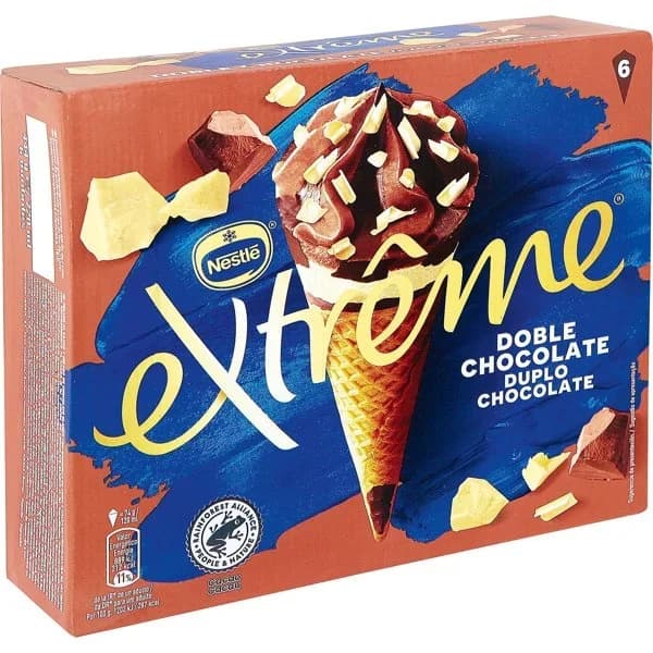 Helado cono extreme 3 chocolates, 6 unidades - 0.72 l - Imagen del producto en Findit