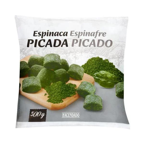 Espinaca picada en porciones Hacendado ultracongelada - 0.5 kg - Imagen del producto en Findit
