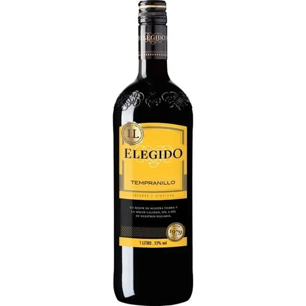 Vino Tinto de mesa ELEGIDO, botella 1 litro - 1 l - Imagen del producto en Findit