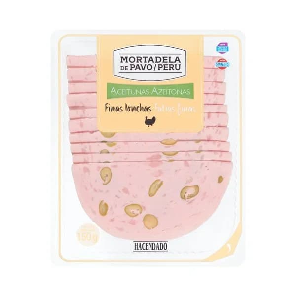 Mortadela de pavo con aceitunas Hacendado finas lonchas - 1 ud - Imagen del producto en Findit