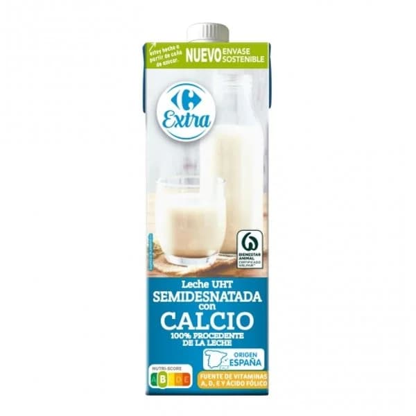 Leche semidesnatada con calcio Carrefour brik 1 l. - 1 l - Imagen del producto en Findit