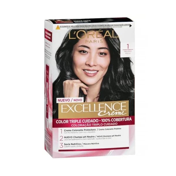 Tinte creme nº 1 Negro L'Oréal Excellence 1 ud. - 1 ud - Imagen del producto en Findit