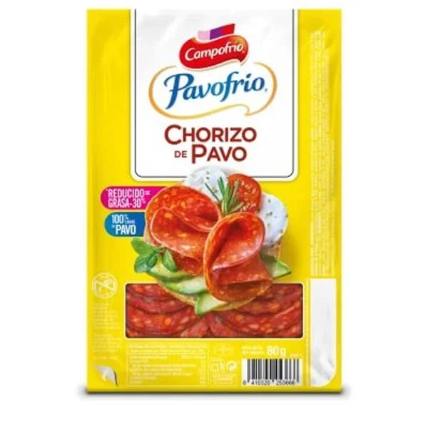 Chorizo de pavo 100% 80 g - 0.07 kg - Imagen del producto en Findit