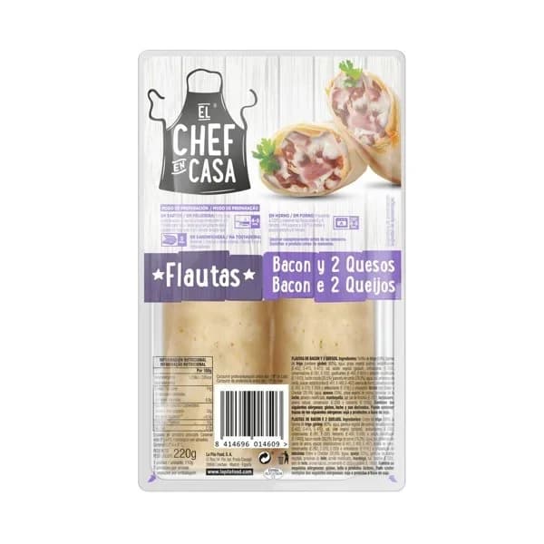 Flauta Bacon y 2 Quesos Refrigerada 220G - 0.28 kg - Imagen del producto en Findit
