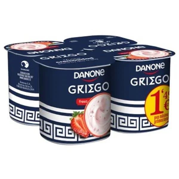 Yogur griego con fresa Danone pack de 4 unidades de 110 g. - 0.44 kg - Imagen del producto en Findit