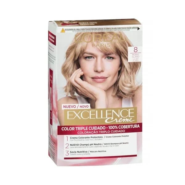 Tinte creme nº 8 Rubio Claro L'Oréal Excellence 1 ud. - 1 ud - Imagen del producto en Findit