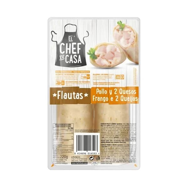 Flauta Pollo y 2 Quesos Refrigerada 220G - 0.28 kg - Imagen del producto en Findit