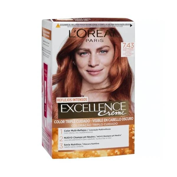 Tinte intense nº 7.43 Rubio Cobrizo Dorado L'Oréal Excellence 1 ud. - 1 ud - Imagen del producto en Findit