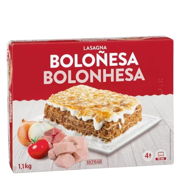 Lasaña boloñesa familiar Hacendado ultracongelada - 1.1 kg - Imagen del producto en Findit
