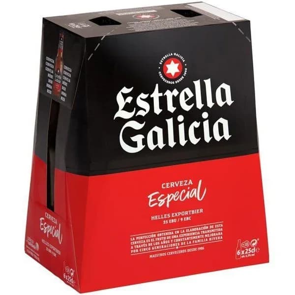 Cerveza especial ESTRELLA GALICIA, pack botellín 6x25 cl - 1.5 l - Imagen del producto en Findit