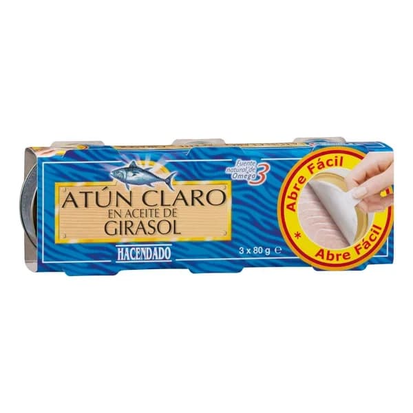 Atún claro en aceite de girasol Hacendado - 0.18 kg - Imagen del producto en Findit