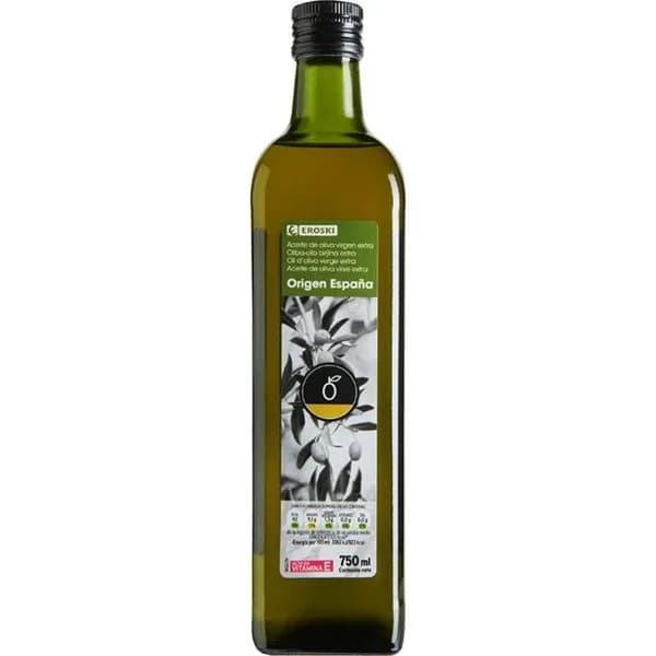 Aceite de oliva virgen extra EROSKI, botella 75 cl - 0.75 l - Imagen del producto en Findit