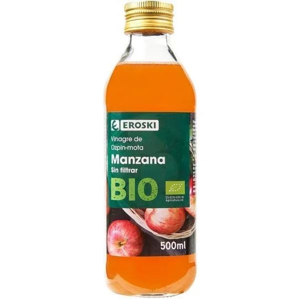 Vinagre de manzana bio sin filtrar EROSKI, botella 50 cl - 0.5 l - Imagen del producto en Findit