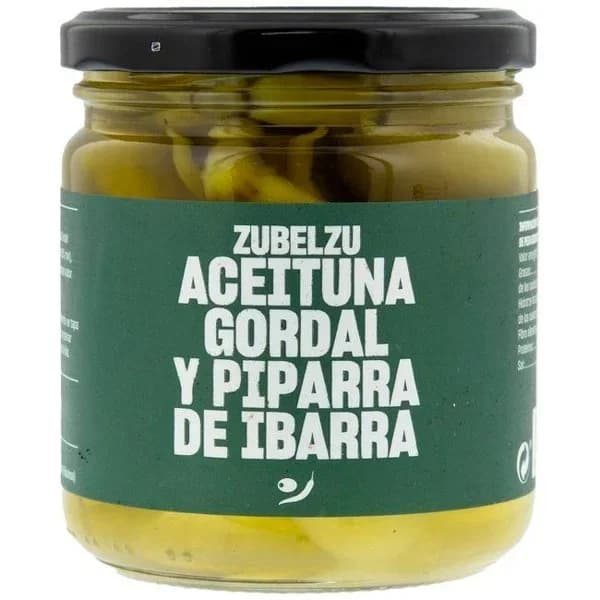 Aceitunas gordal con guindilla de Ibarra ZUBELZU, frasco 140 g - 0.14 kg - Imagen del producto en Findit