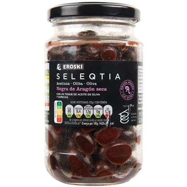 Aceitunas negras de Aragón Eroski SELEQTIA, frasco 200 g - 0.2 kg - Imagen del producto en Findit
