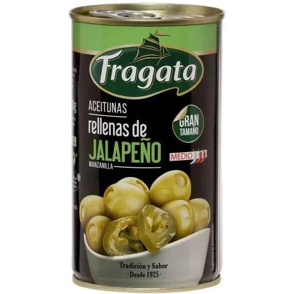 Aceituna rellena de jalapeño FRAGATA, lata 150 g - 1 ud - Imagen del producto en Findit
