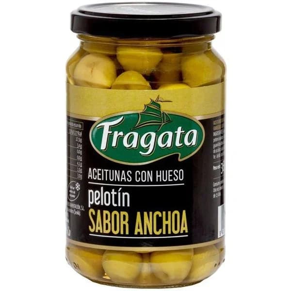 Aceituna verde con hueso pelotín FRAGATA, frasco 200 g - 1 ud - Imagen del producto en Findit