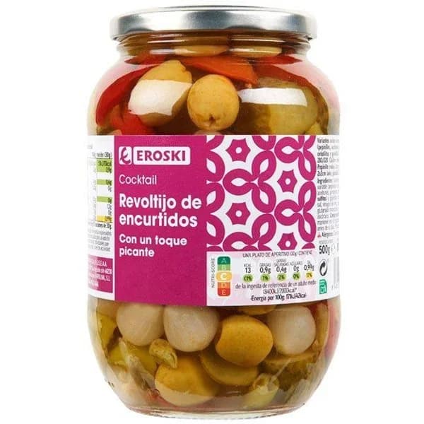 Revoltijo de encurtidos picante EROSKI, frasco 500 g - 0.5 kg - Imagen del producto en Findit