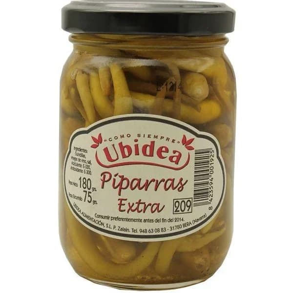 Piparras extra UBIDEA, frasco 75 g - 0.08 kg - Imagen del producto en Findit