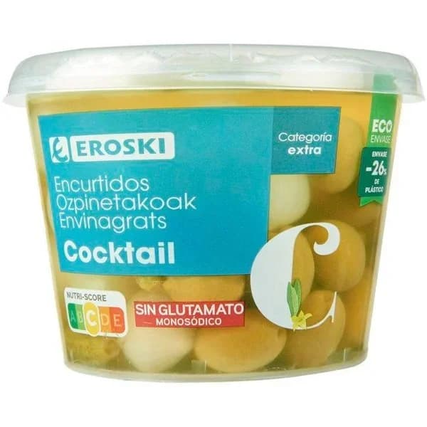 Cocktail de encurtidos EROSKI, cubeta 300 g - 0.3 kg - Imagen del producto en Findit
