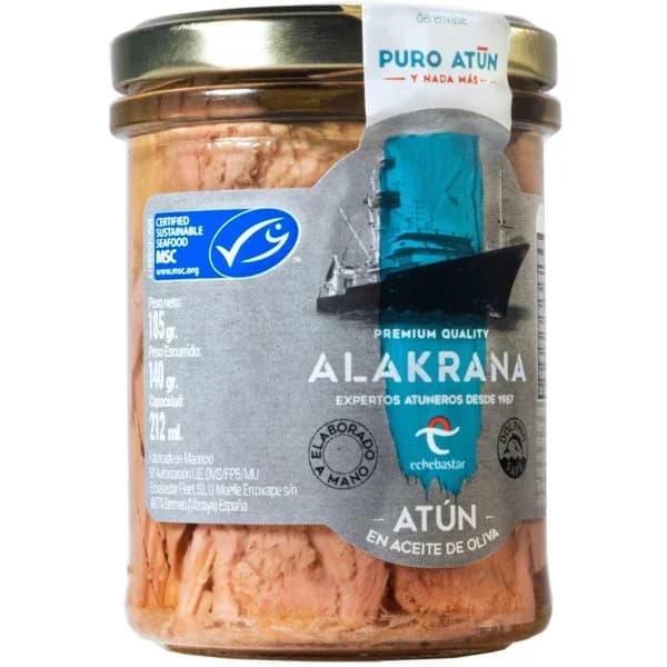 Atún en aceite de oliva MSC ALAKRANA, frasco 185 g - 1 ud - Imagen del producto en Findit
