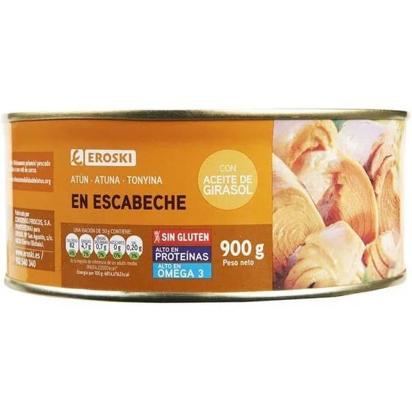 Atún en escabeche EROSKI, lata 900 g - 1 ud - Imagen del producto en Findit