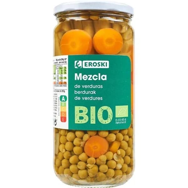 Mezcla de verduras EROSKI BIO, frasco 400 g - 0.4 kg - Imagen del producto en Findit