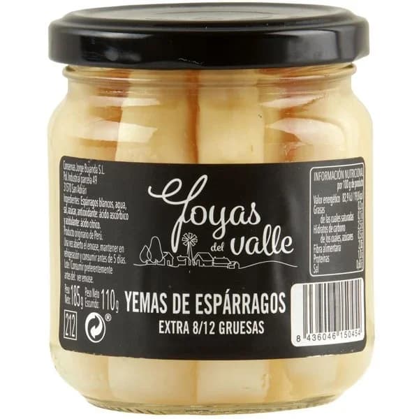 Yema espárrago extra 8/12 piezas JOYAS DEL VALLE, frasco 110 g - 0.11 kg - Imagen del producto en Findit