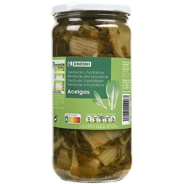 Acelga troceada EROSKI, frasco 425 g - 0.42 kg - Imagen del producto en Findit