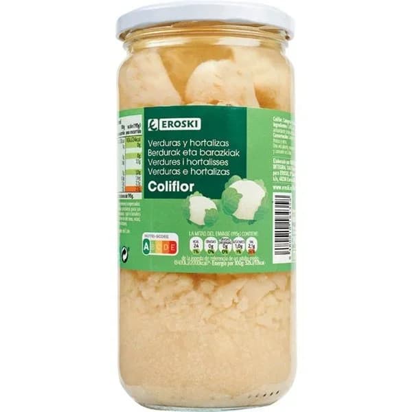Coliflor EROSKI, frasco 390 g - 0.39 kg - Imagen del producto en Findit