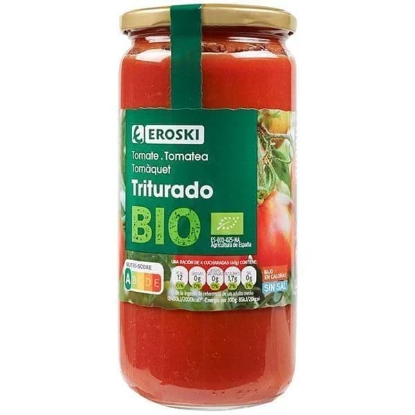 Tomate triturado EROSKI BIO, frasco 660 g - 0.66 kg - Imagen del producto en Findit