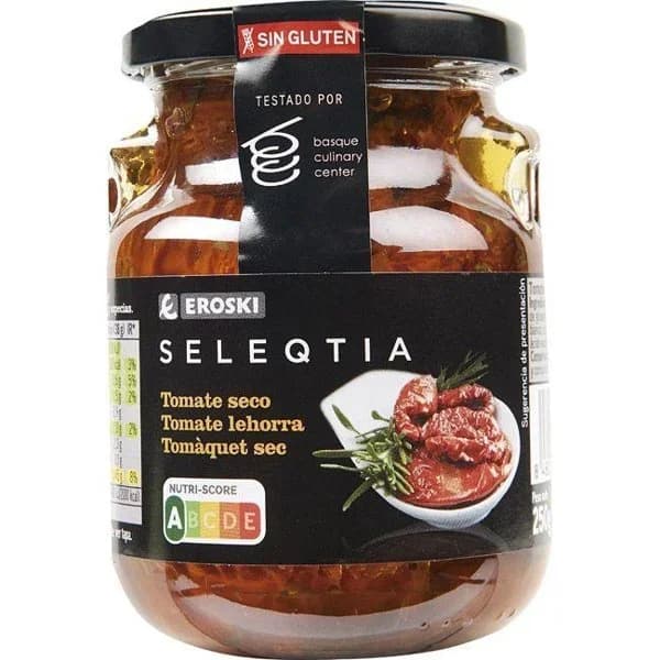 Tomate seco en aceite EROSKI SELEQTIA, frasco 250 g - 0.25 kg - Imagen del producto en Findit