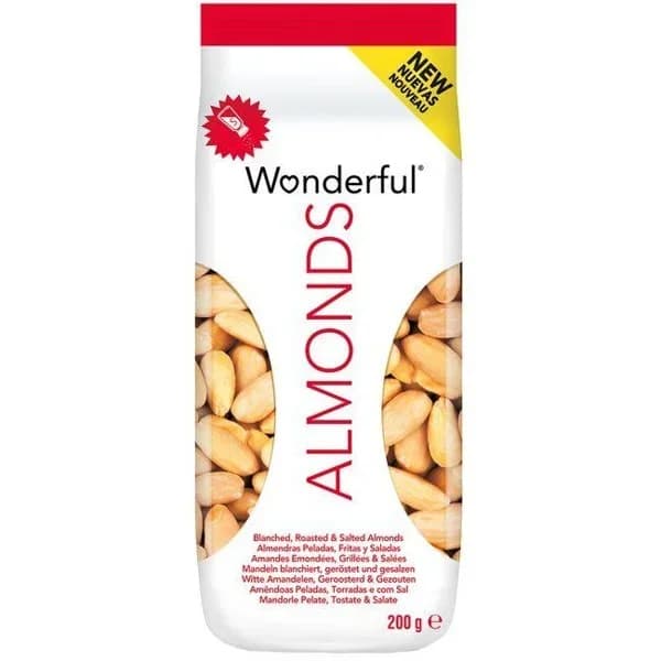 Almendras peladas fritas y saladas WONDERFUL, bolsa 20 g - 1 ud - Imagen del producto en Findit