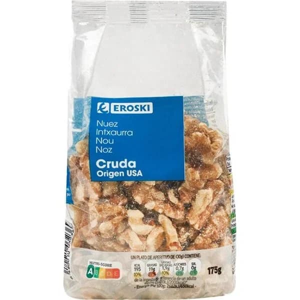 Nuez mondada EROSKI, bolsa 175 g - 0.18 kg - Imagen del producto en Findit