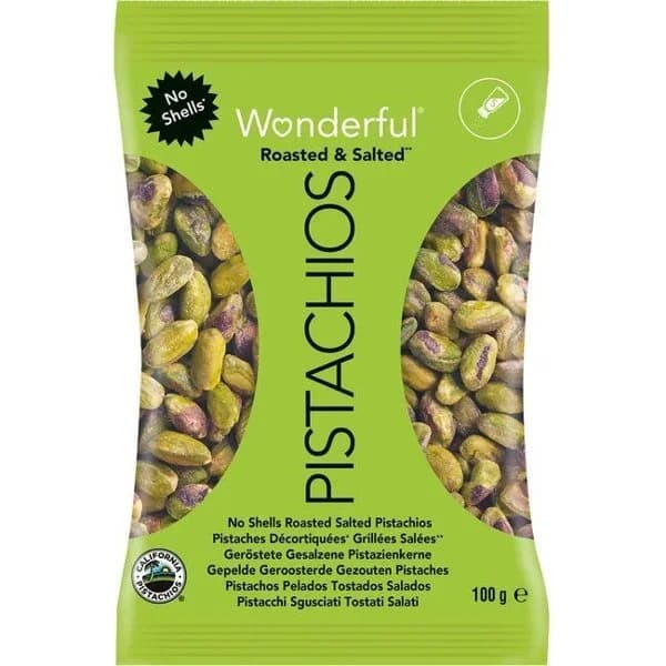 Pistachos pelados WONDERFUL, bolsa 100 g - 1 ud - Imagen del producto en Findit