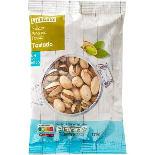 Pistacho tostado sin sal EROSKI, bolsa 175 g - 0.18 kg - Imagen del producto en Findit
