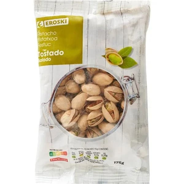 Pistachos tostados EROSKI, bolsa 175 g - 0.18 kg - Imagen del producto en Findit