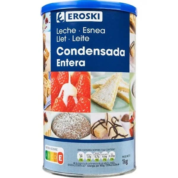 Leche condensada EROSKI, lata 1 kg - 1 kg - Imagen del producto en Findit