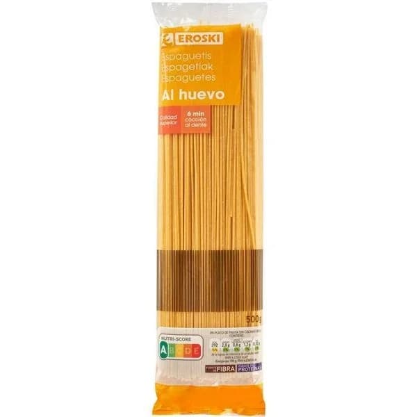 Spaguetti al huevo EROSKI, paquete 500 g - 0.5 kg - Imagen del producto en Findit