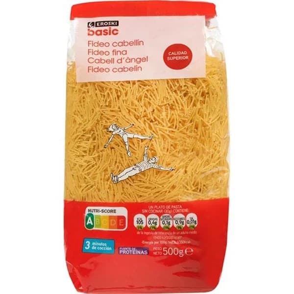 Fideo Cabellín EROSKI BASIC, paquete 500 g - 0.5 kg - Imagen del producto en Findit