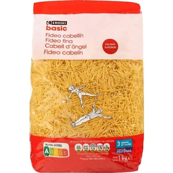 Fideo Cabellín EROSKI basic, paquete 1 kg - 1 kg - Imagen del producto en Findit