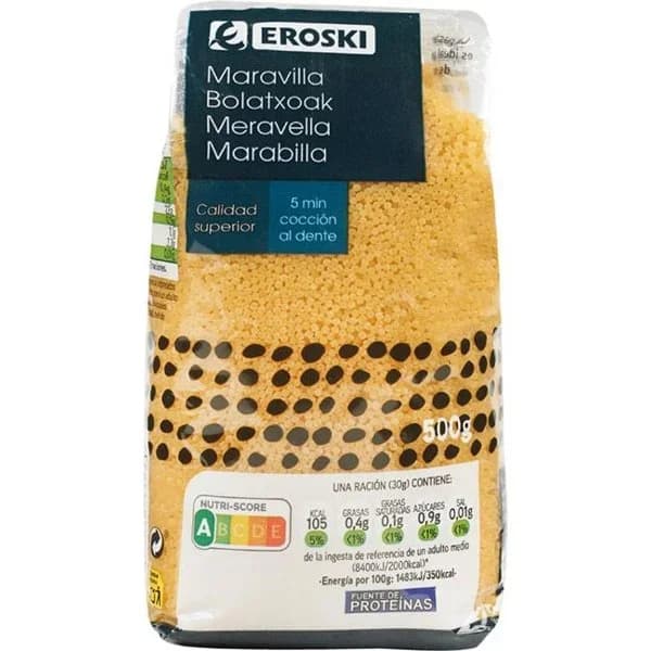 Pasta maravilla EROSKI, paquete 500 g - 0.5 kg - Imagen del producto en Findit