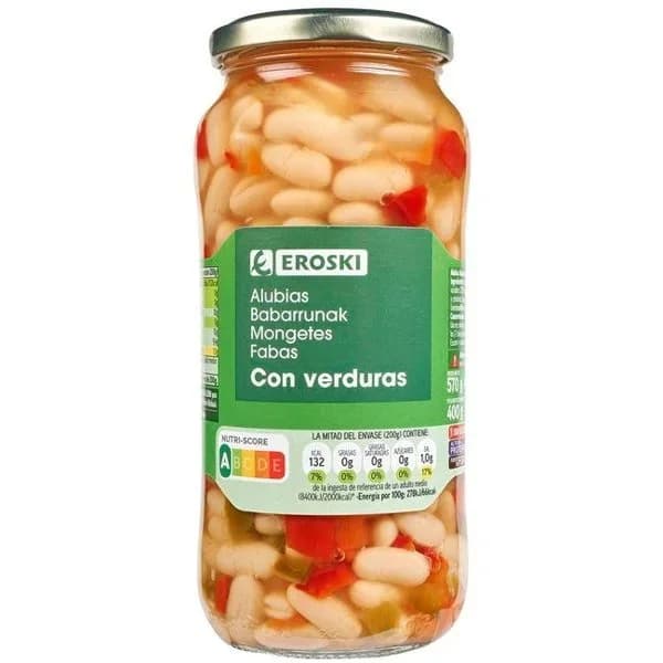 Alubias con verduras EROSKI, frasco 400 g - 0.4 kg - Imagen del producto en Findit