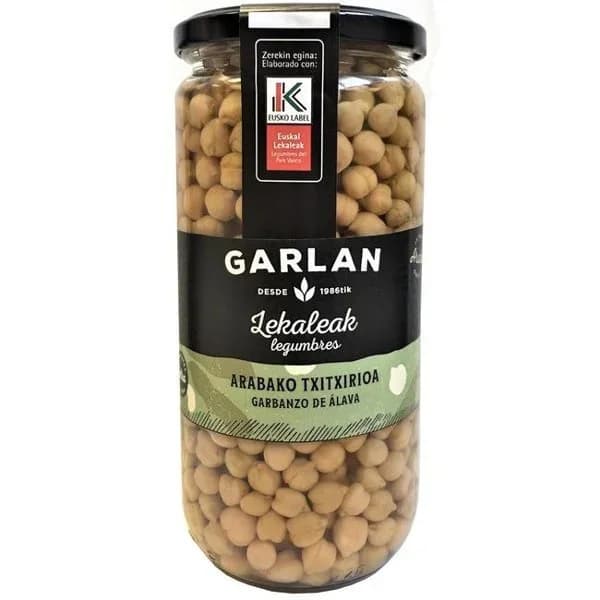 Garbanzos de Alava precocinados EUSKO LABEL GARLAN, frasco 490 g - 0.49 kg - Imagen del producto en Findit