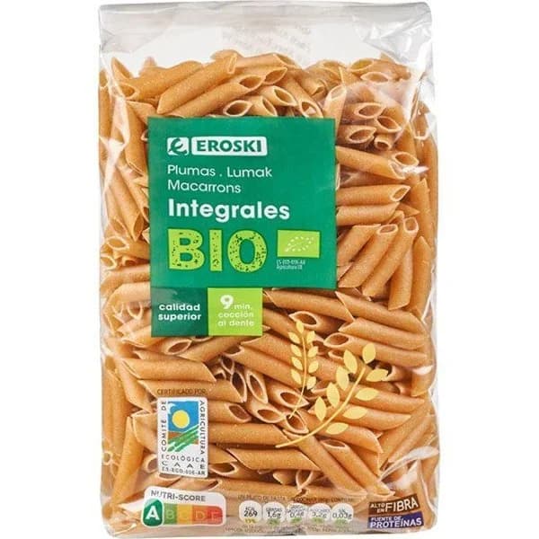 Plumas integrales bio EROSKI BIO/ECO, paquete 500 g - 0.5 kg - Imagen del producto en Findit