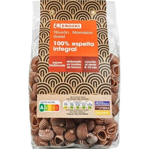 Tiburón integral de espelta EROSKI, paquete 400 g - 0.4 kg - Imagen del producto en Findit