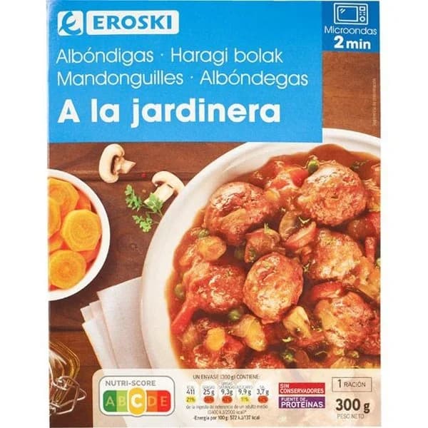 Albóndigas a la jardinera EROSKI, bandeja 300 g - 0.3 kg - Imagen del producto en Findit